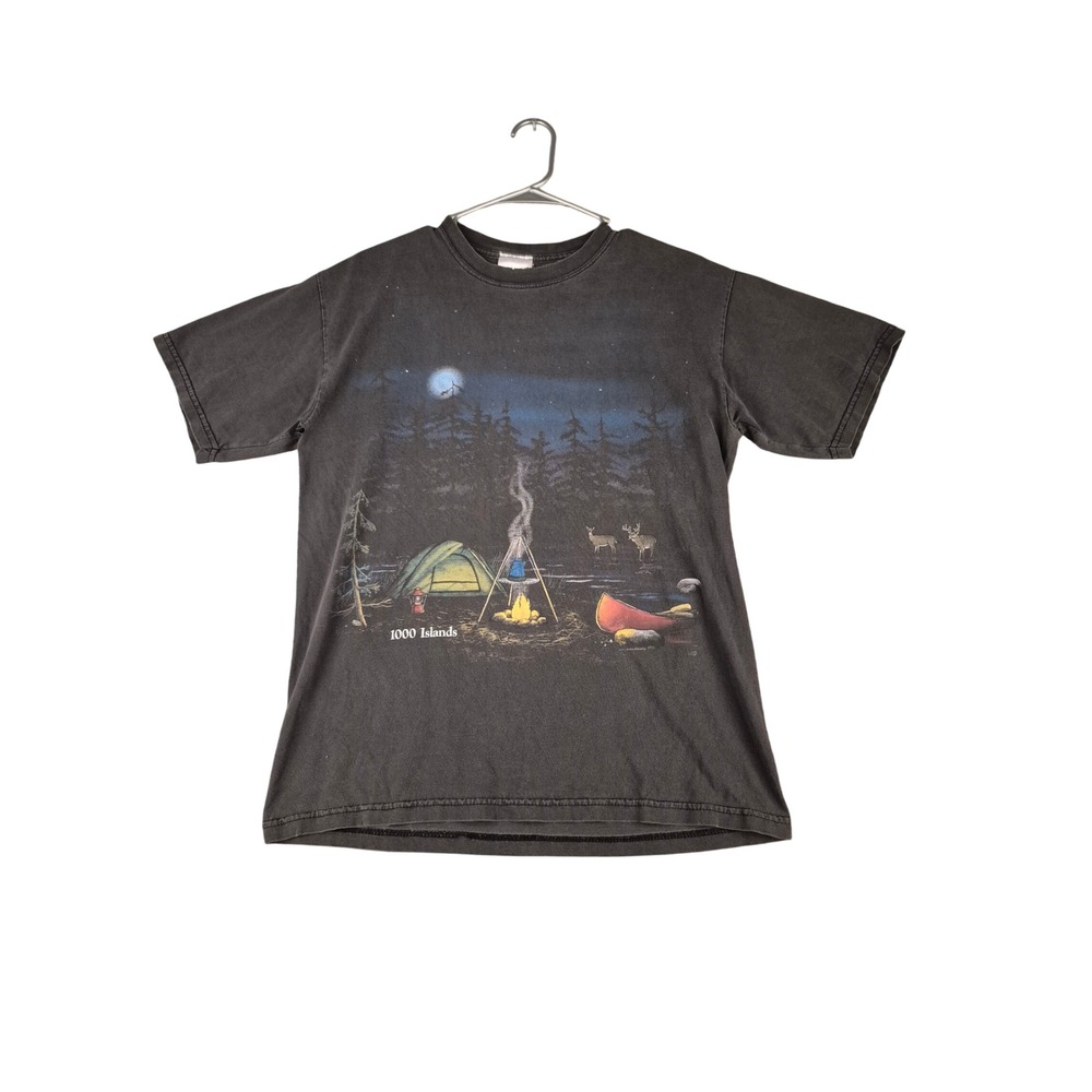 Artisans 1000 Islands Camping Graphic T-Shirt Mens Black Vintage Style Tee Sz M